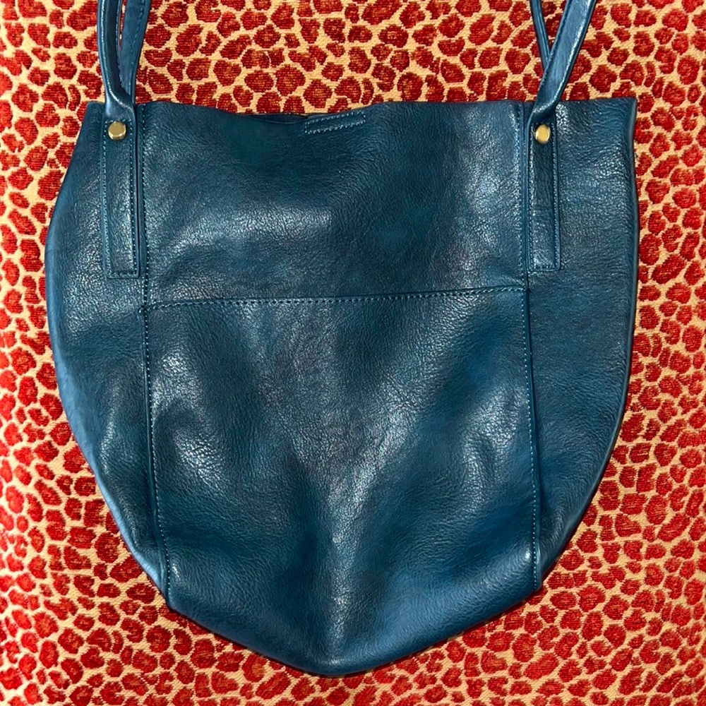 Blue Faux Leather Shoulder Purse